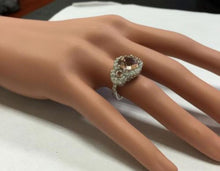 Load image into Gallery viewer, 5.25 Carats Exquisite Natural Peach Morganite and Diamond 18K Solid White Gold Ring