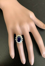 Load image into Gallery viewer, 7.20 Carats Natural Sapphire and Diamond 18K Solid White Gold Ring