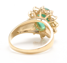 Load image into Gallery viewer, 4.40 Carats Natural Emerald and Diamond 14K Solid Yellow Gold Ring