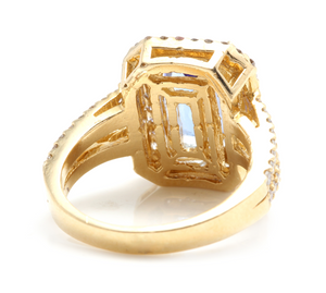 5.50 Carats Natural Very Nice Looking Tanzanite and Diamond 14K Solid Yellow Gold Ring