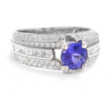 Load image into Gallery viewer, 2.60 Carats Natural Very Nice Looking Tanzanite and Diamond 18K Solid White Gold Ring