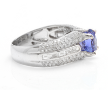 Load image into Gallery viewer, 2.60 Carats Natural Very Nice Looking Tanzanite and Diamond 18K Solid White Gold Ring