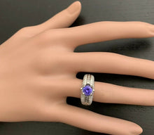 Load image into Gallery viewer, 2.60 Carats Natural Very Nice Looking Tanzanite and Diamond 18K Solid White Gold Ring