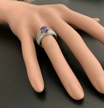 Load image into Gallery viewer, 2.60 Carats Natural Very Nice Looking Tanzanite and Diamond 18K Solid White Gold Ring