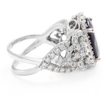 Load image into Gallery viewer, 7.25 Carats Exquisite Natural Blue Sapphire and Diamond 14K Solid White Gold Ring
