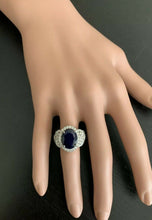 Load image into Gallery viewer, 7.25 Carats Exquisite Natural Blue Sapphire and Diamond 14K Solid White Gold Ring