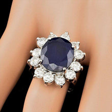 Load image into Gallery viewer, 9.80 Carats Natural Sapphire and Diamond 14K Solid White Gold Ring