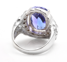 Load image into Gallery viewer, 6.50 Carats Natural Very Nice Looking Tanzanite and Diamond 14K Solid White Gold Ring