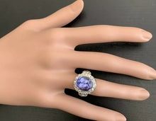 Load image into Gallery viewer, 6.50 Carats Natural Very Nice Looking Tanzanite and Diamond 14K Solid White Gold Ring