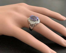 Load image into Gallery viewer, 6.50 Carats Natural Very Nice Looking Tanzanite and Diamond 14K Solid White Gold Ring