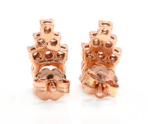 Exquisite 2.30 Carats Natural Morganite and Diamond 14K Solid Rose Gold Stud Earrings