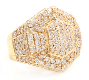 Heavy 5.80Ct Natural Diamond 14K Solid Yellow Gold Men's Ring