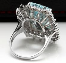Load image into Gallery viewer, 14.80 Carats Natural Aquamarine and Diamond 14K Solid White Gold Ring