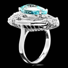 Load image into Gallery viewer, 7.20 Carats Natural Gorgeous Aquamarine and Diamond 14K Solid White Gold Ring