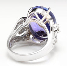 Load image into Gallery viewer, 13.20 Carats Natural Very Nice Looking Tanzanite and Diamond 14K Solid White Gold Ring