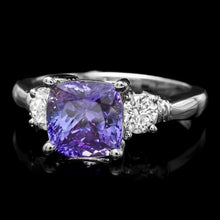 Load image into Gallery viewer, 3.40 Carats Natural Tanzanite and Diamond 14K Solid White Gold Ring