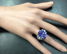 Load image into Gallery viewer, 13.20 Carats Natural Very Nice Looking Tanzanite and Diamond 14K Solid White Gold Ring