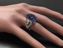 Load image into Gallery viewer, 13.20 Carats Natural Very Nice Looking Tanzanite and Diamond 14K Solid White Gold Ring
