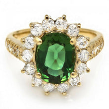 Load image into Gallery viewer, 3.60 Carats Natural Very Nice Looking Green Tourmaline and Diamond 14K Solid Yellow Gold Ring