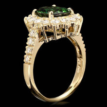 Load image into Gallery viewer, 3.60 Carats Natural Very Nice Looking Green Tourmaline and Diamond 14K Solid Yellow Gold Ring