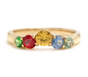 1.00 Carats Exquisite Natural Multi-Color Sapphire 14K Solid Yellow Gold Ring