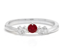 Load image into Gallery viewer, Impressive Natural Untreated Ruby and Natural Diamond 14K White Gold Ring