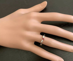 Impressive Natural Untreated Ruby and Natural Diamond 14K White Gold Ring
