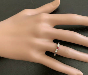 Impressive Natural Untreated Ruby and Natural Diamond 14K White Gold Ring