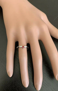 Impressive Natural Untreated Ruby and Natural Diamond 14K White Gold Ring