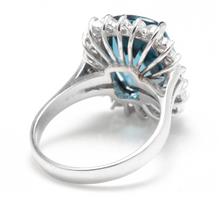 Load image into Gallery viewer, 13.00Carats Natural Impressive London Blue Topaz and Diamond 14K White Gold Ring