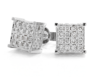Exquisite 1.40 Carats Natural Diamond 14K Solid White Gold Stud Earrings