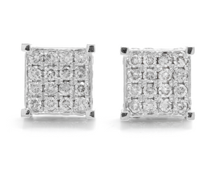 Exquisite 1.40 Carats Natural Diamond 14K Solid White Gold Stud Earrings