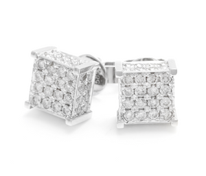 Exquisite 1.40 Carats Natural Diamond 14K Solid White Gold Stud Earrings
