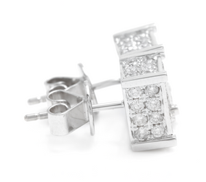 Exquisite 1.40 Carats Natural Diamond 14K Solid White Gold Stud Earrings