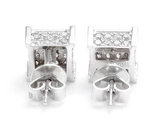 Exquisite 1.40 Carats Natural Diamond 14K Solid White Gold Stud Earrings