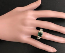 Load image into Gallery viewer, 2.80 Carats Natural Emerald and Diamond 14K Solid Yellow Gold Ring