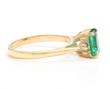 Load image into Gallery viewer, 1.08 Carats Natural Emerald and Diamond 14K Solid Yellow Gold Ring