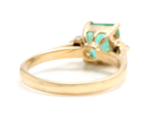 1.08 Carats Natural Emerald and Diamond 14K Solid Yellow Gold Ring
