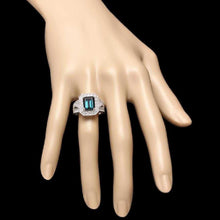 Load image into Gallery viewer, 4.90 Carats Natural Very Nice Looking Green Tourmaline and Diamond 18K Solid White Gold Ring