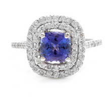 Load image into Gallery viewer, 2.60 Carats Natural Very Nice Looking Tanzanite and Diamond 14K Solid White Gold Ring