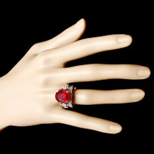 Load image into Gallery viewer, 13.10 Carats Impressive Natural Red Ruby and Diamond 14K White Gold Ring