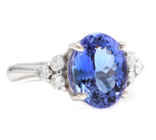 Load image into Gallery viewer, 3.85 Carats Natural Very Nice Looking Tanzanite and Diamond 14K Solid White Gold Ring