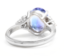 Load image into Gallery viewer, 3.85 Carats Natural Very Nice Looking Tanzanite and Diamond 14K Solid White Gold Ring