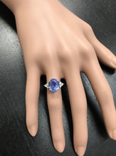 Load image into Gallery viewer, 3.85 Carats Natural Very Nice Looking Tanzanite and Diamond 14K Solid White Gold Ring
