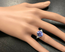 Load image into Gallery viewer, 3.85 Carats Natural Very Nice Looking Tanzanite and Diamond 14K Solid White Gold Ring