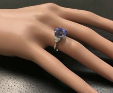 Load image into Gallery viewer, 3.85 Carats Natural Very Nice Looking Tanzanite and Diamond 14K Solid White Gold Ring