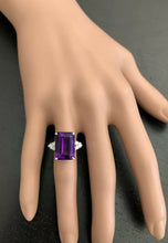 Load image into Gallery viewer, 8.35 Carats Natural Impressive Amethyst and Diamond 14K White Gold Ring