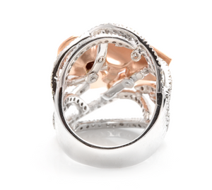 2.50Ct Splendid Natural Diamond 14K Solid Two-Tone Gold Flower Ring