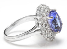 Load image into Gallery viewer, 6.35 Carats Natural Very Nice Looking Tanzanite and Diamond 14K Solid White Gold Ring