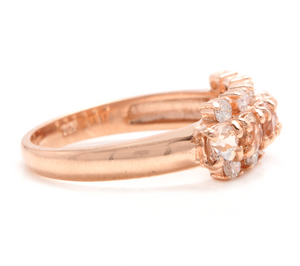 1.35 Carats Natural Morganite and Diamond 14K Solid Rose Gold Ring